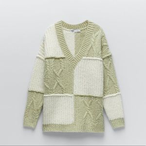 Zara knit patchwork oversized sweater